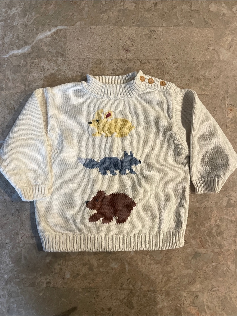 🔥NWOT🔥 Cozy Fall Cream Kids Knit Sweater with Animal Motifs 24 M
